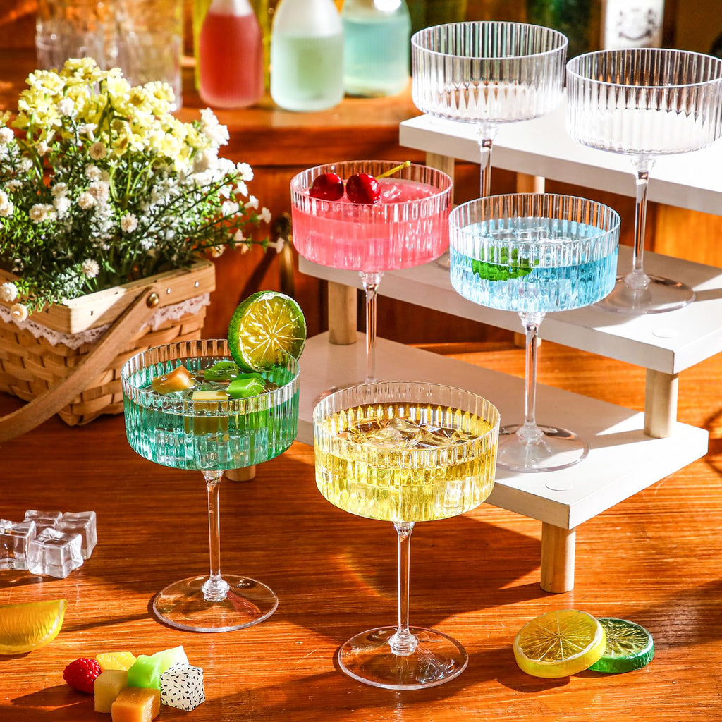 6 Pcs 10 oz Clear Plastic Martini Glasses Q284734