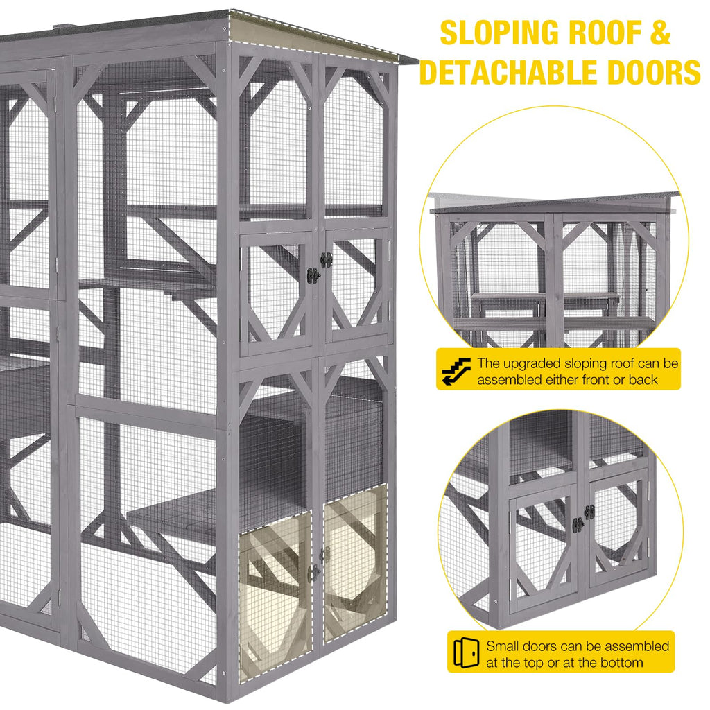 Extra Large 5-Level Outdoor Cat Enclosure with Cover F141897