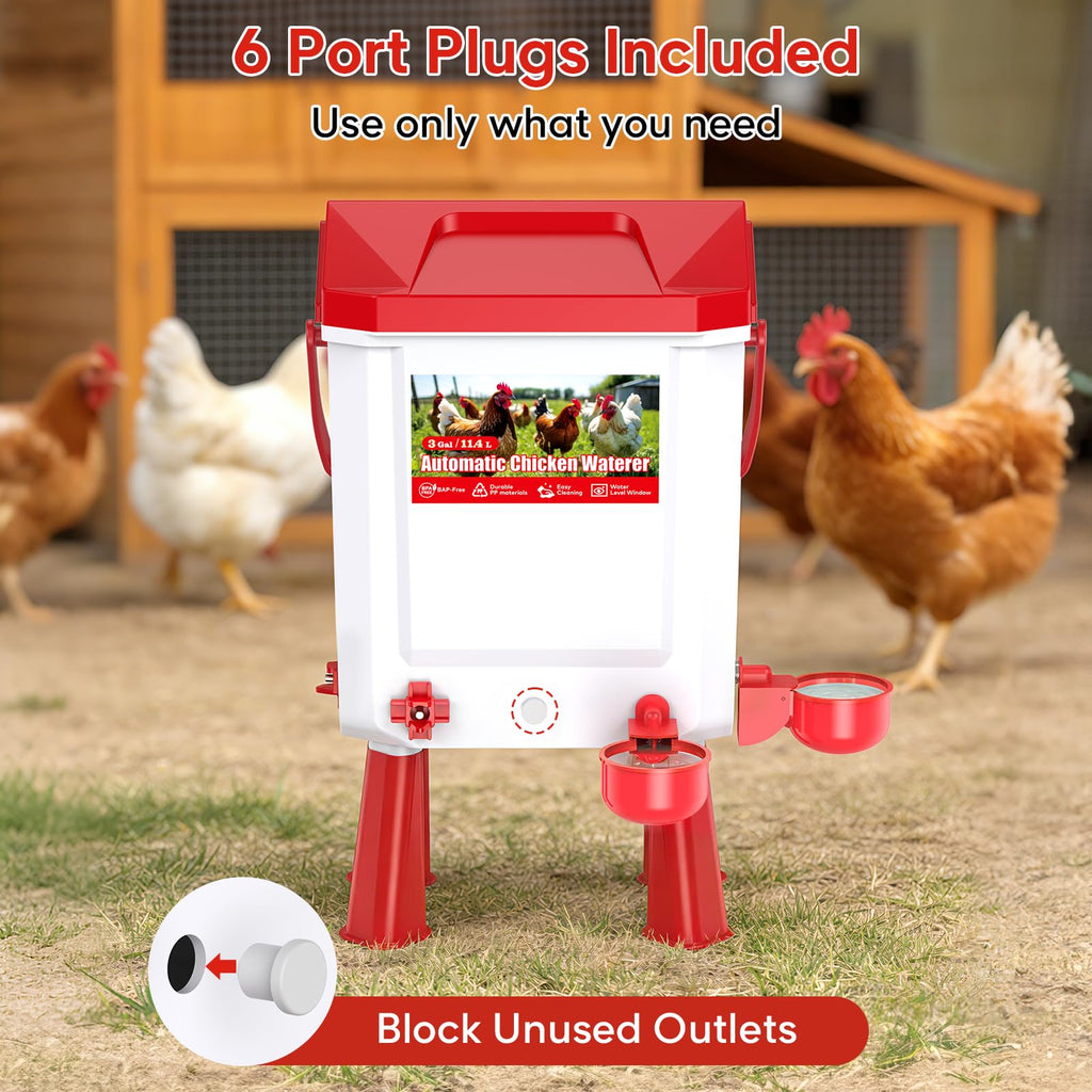 Automatic Chicken Waterer with Float Valve, 3 Gallons Q8668