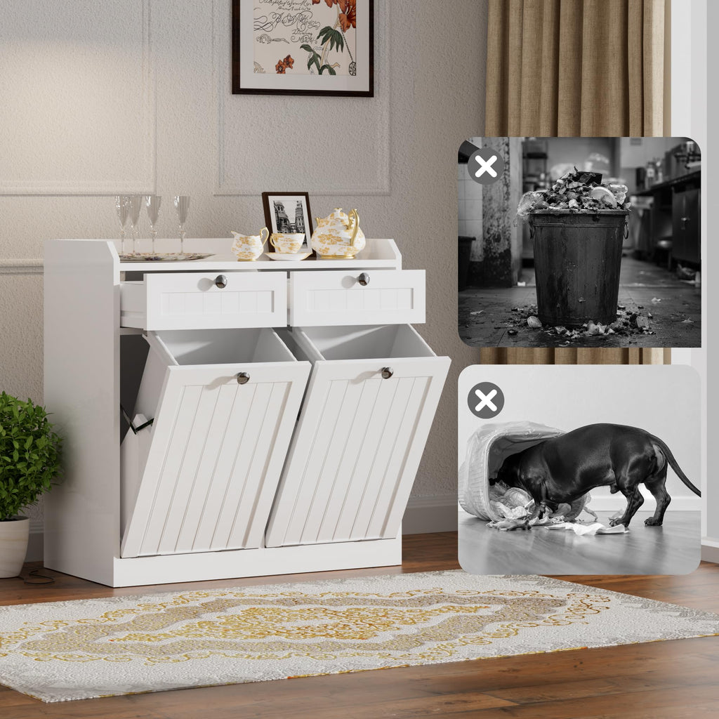 8 Gallon Double Tilt Out Trash Can Cabinet L828