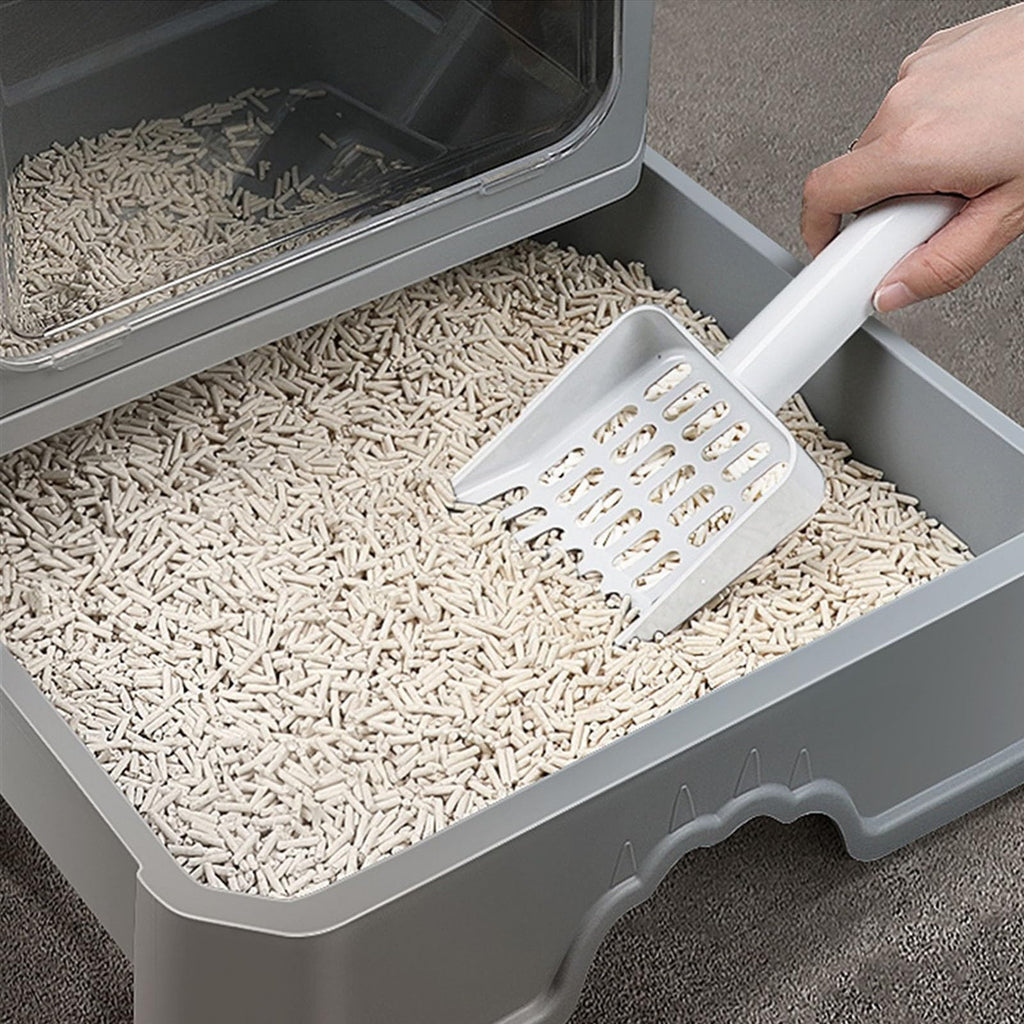Enclosed Foldable Cat Litter Box with Lid H476995