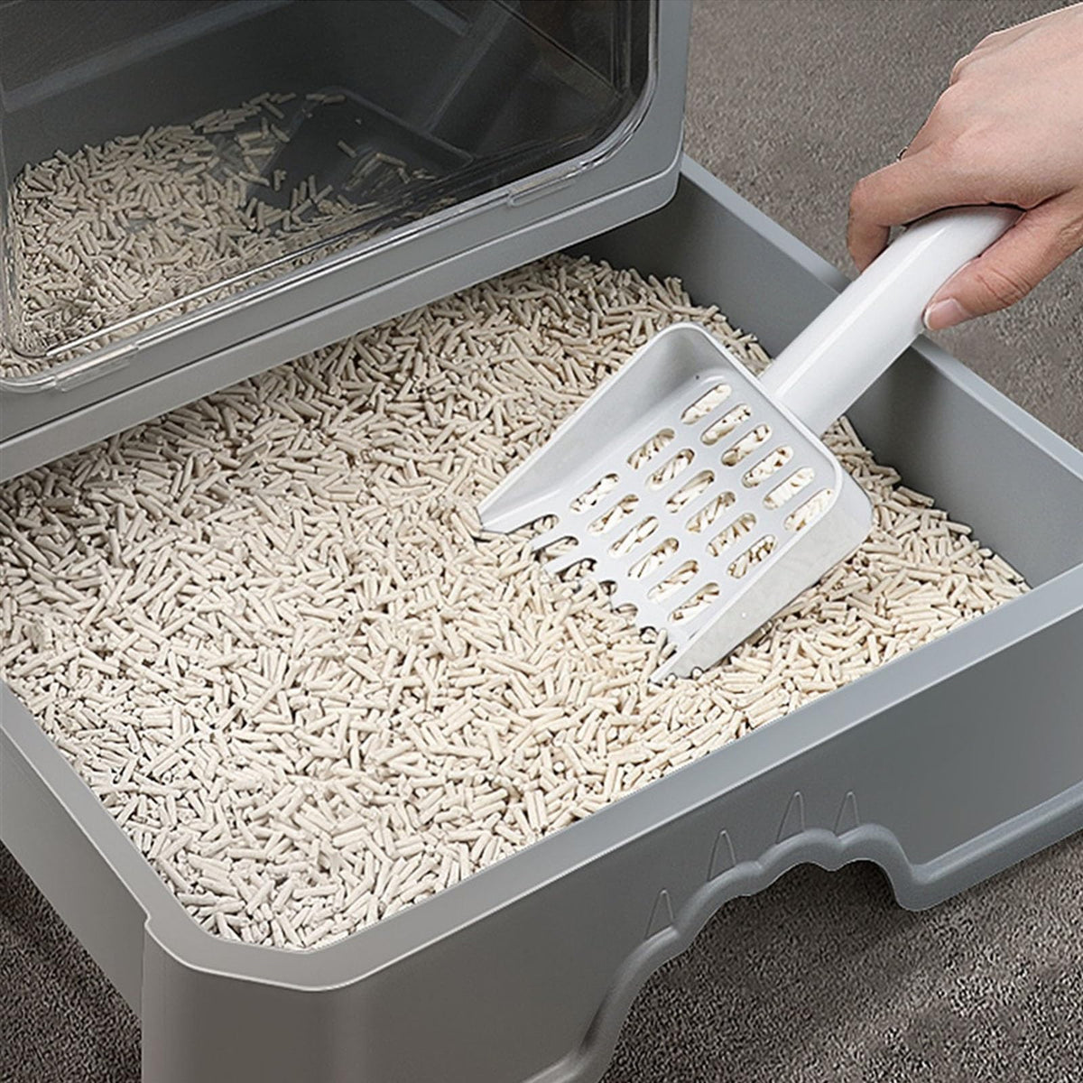 Enclosed Foldable Cat Litter Box with Lid H476995