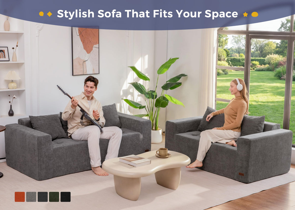 Light Grey Chenille Modular Sofa Couch O96927