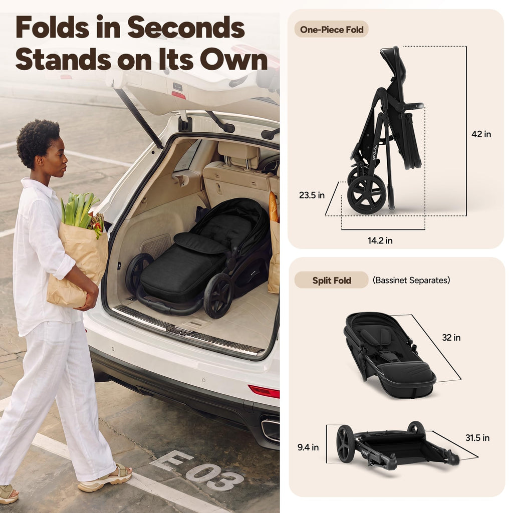 2-in-1 Bassinet Stroller Reversible Seat Black G1885