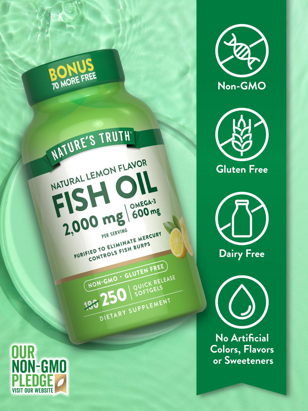 Fish Oil 2000 mg 600 mg Omega 3 250 Softgels M13105