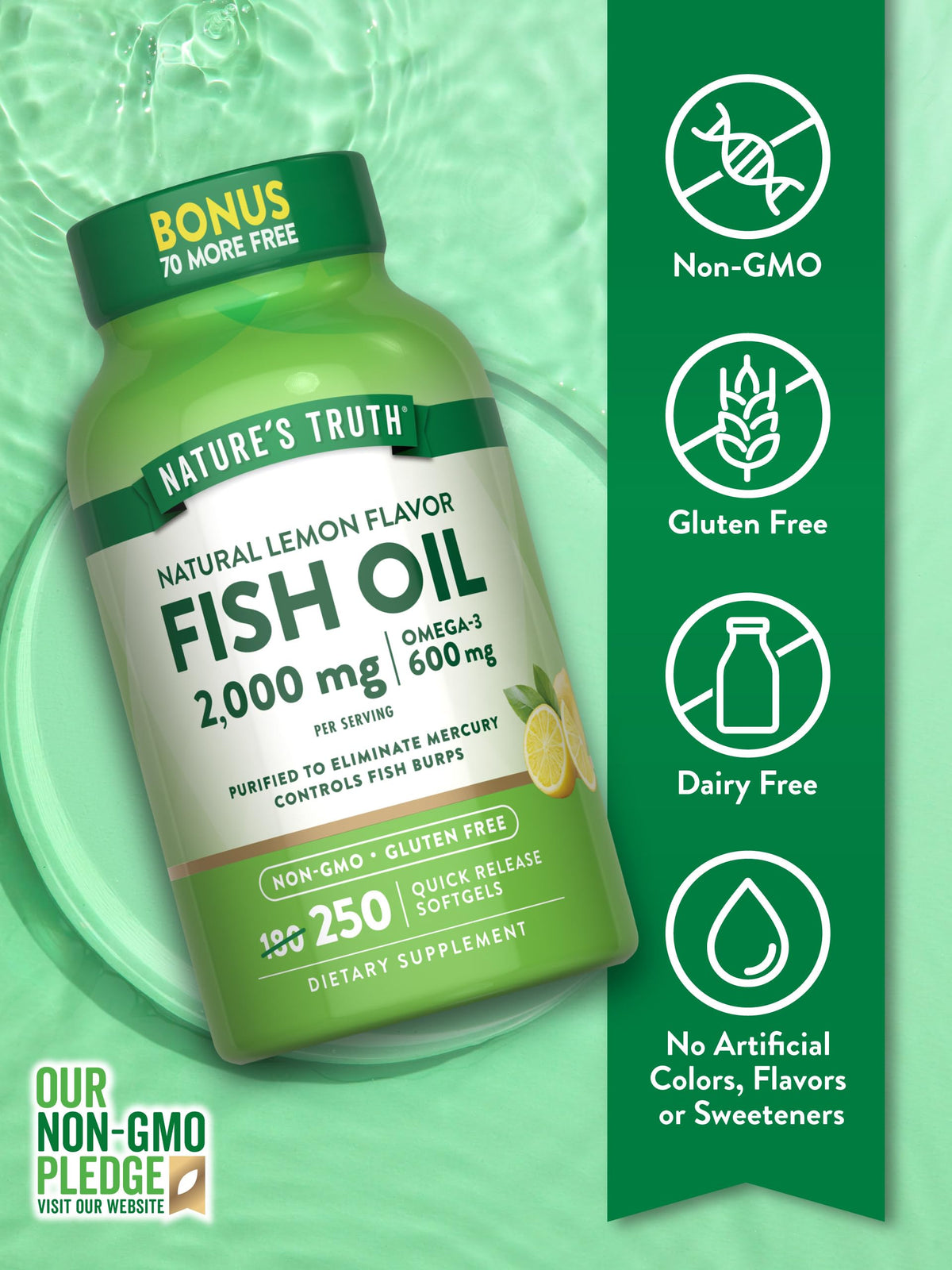 Fish Oil 2000 mg 600 mg Omega 3 250 Softgels M13105