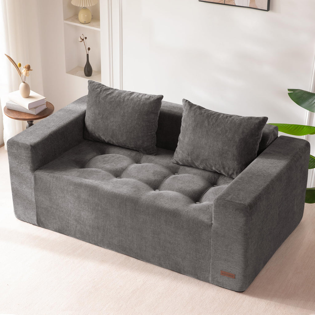 Light Grey Chenille Modular Sofa Couch O96927
