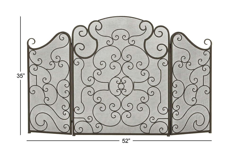 Metal 3 Panel Fireplace Screen Q17495