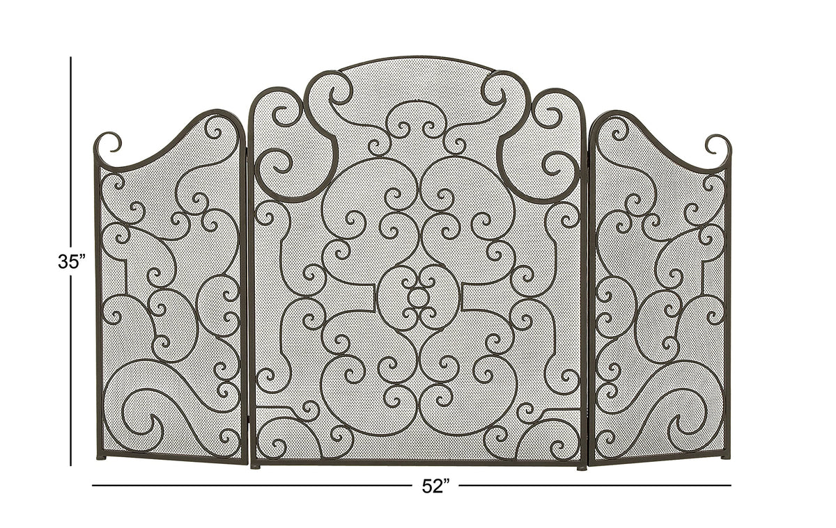 Metal 3 Panel Fireplace Screen Q17495