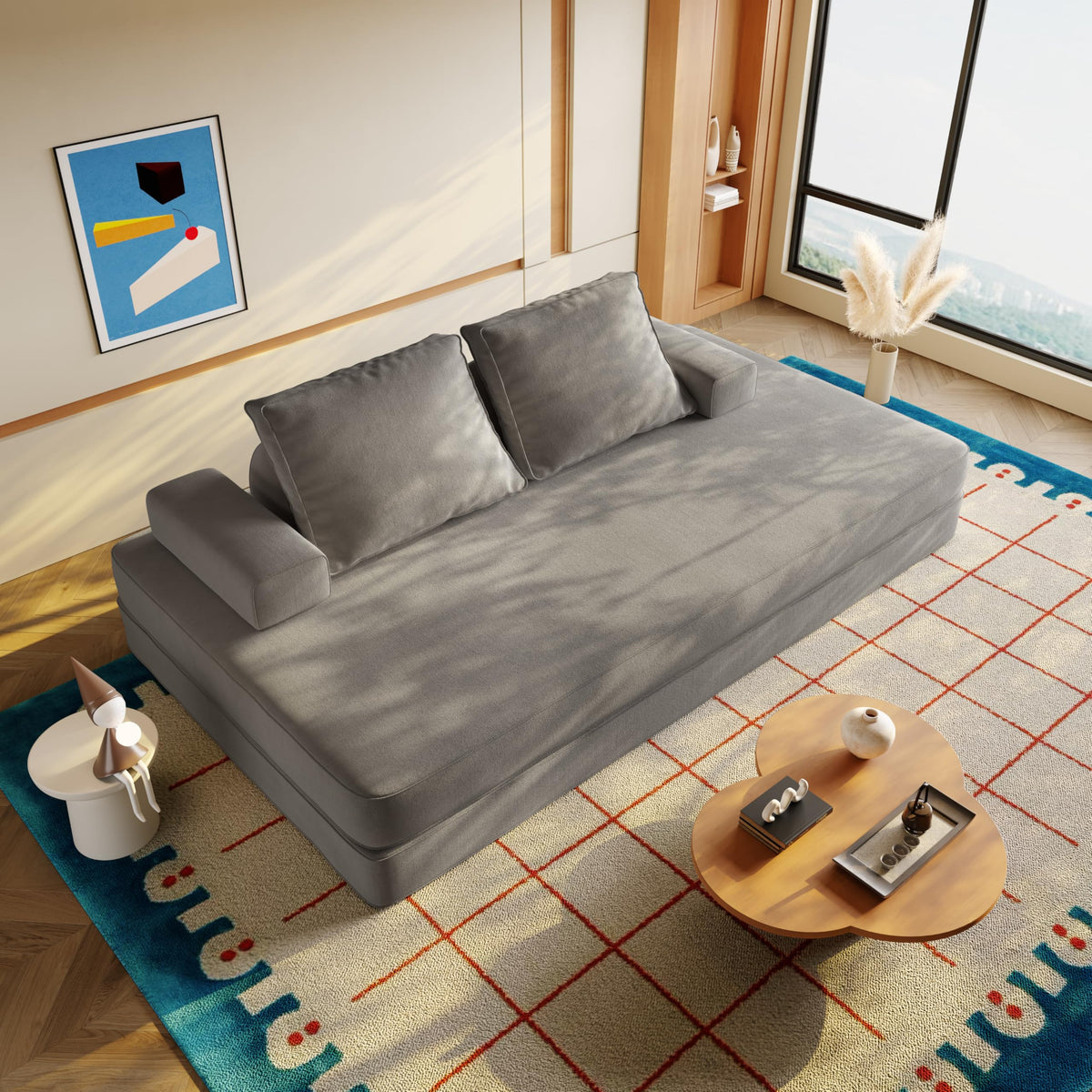 Light Gray Convertible Sofa Bed A411644