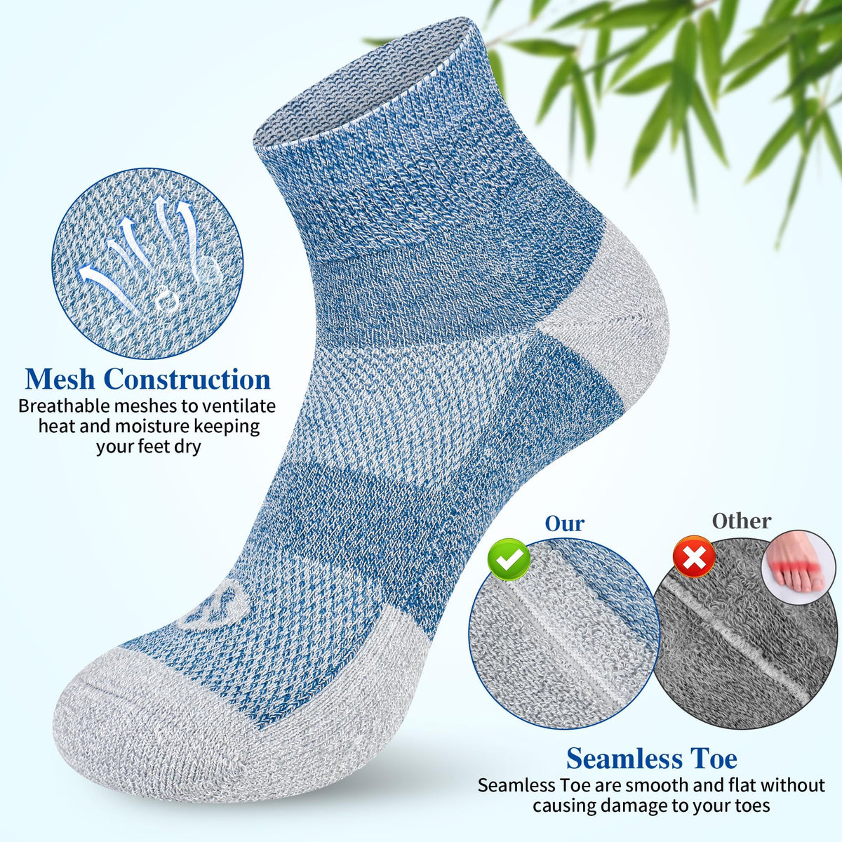 Diabetic Socks for Men, 12 Pairs Ankle & Low Cut Size 9-15 X270050