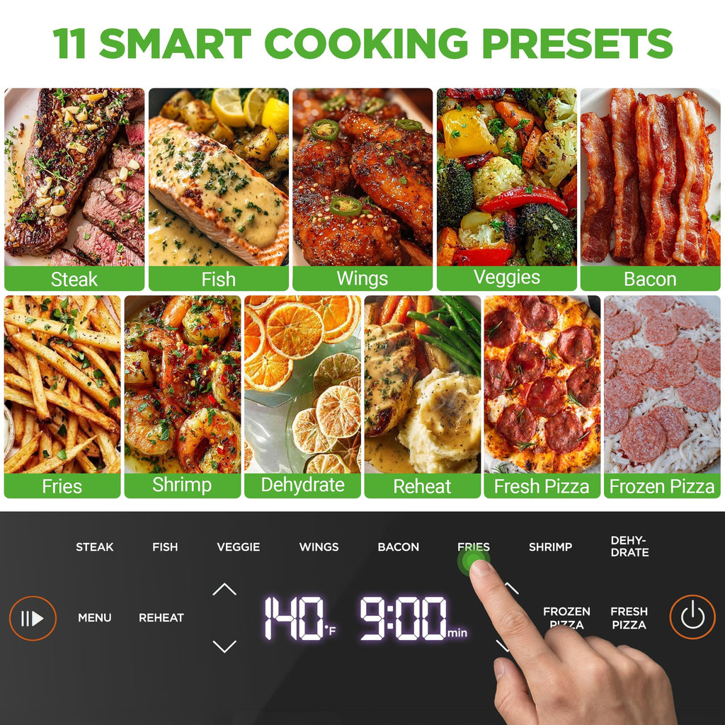 6 Quart Extra Large Air Fryer with 11-in-1 Cooking Presets Grey P996095