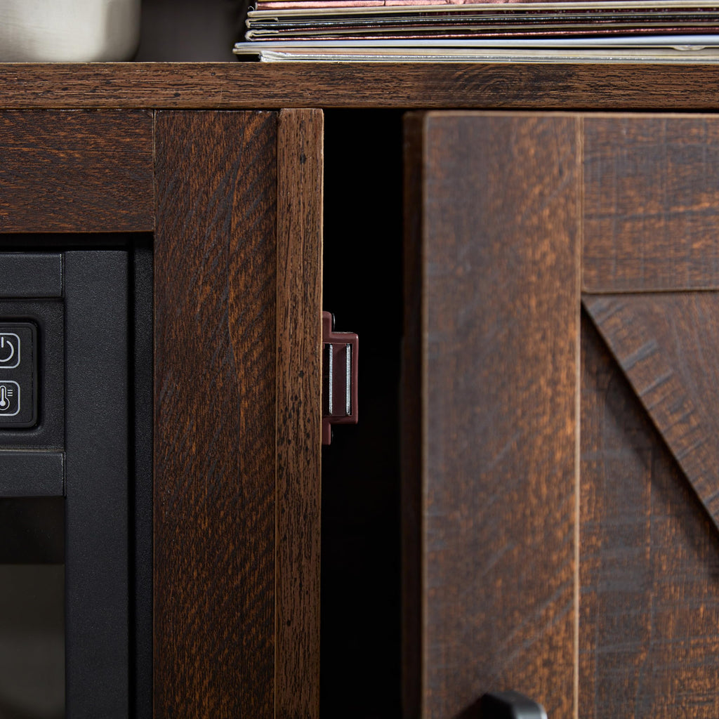 Farmhouse TV Media Stand with 18" Fireplace Insert, Espresso X16712