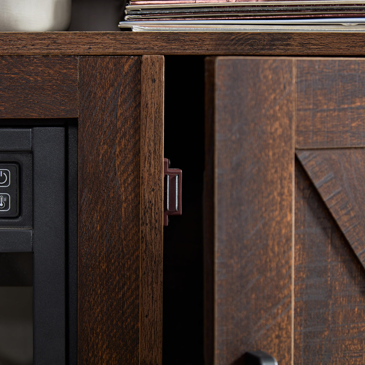 Farmhouse TV Media Stand with 18" Fireplace Insert, Espresso X16712