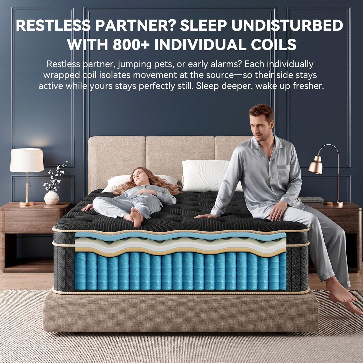 Queen Size 12 Inch Hybrid Medium Firm Mattress V801