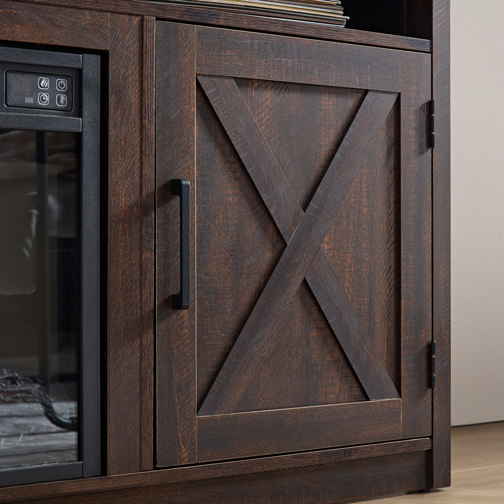 Farmhouse TV Media Stand with 18" Fireplace Insert, Espresso X16712