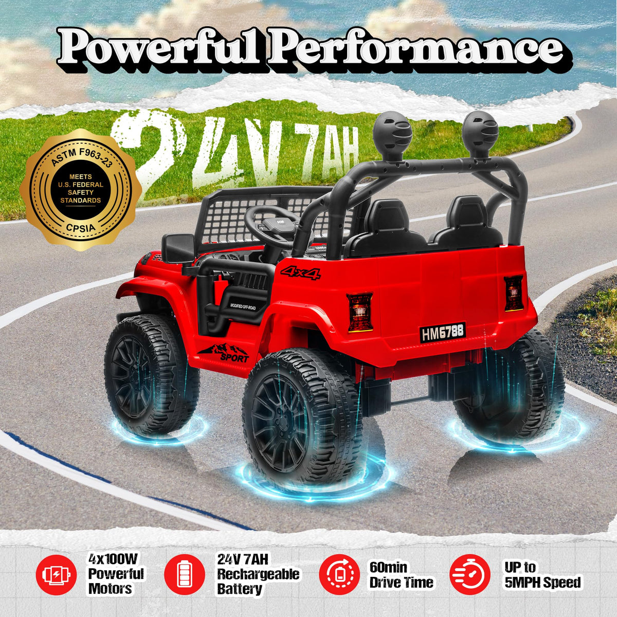 24V 2 Seater Ride on Car Truck H6428