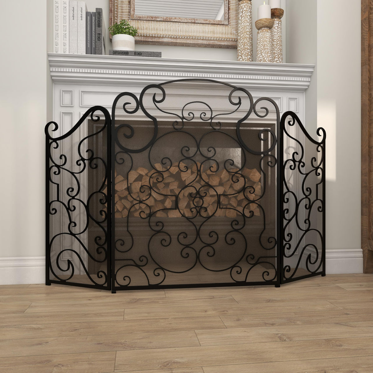 Metal 3 Panel Fireplace Screen Q17495