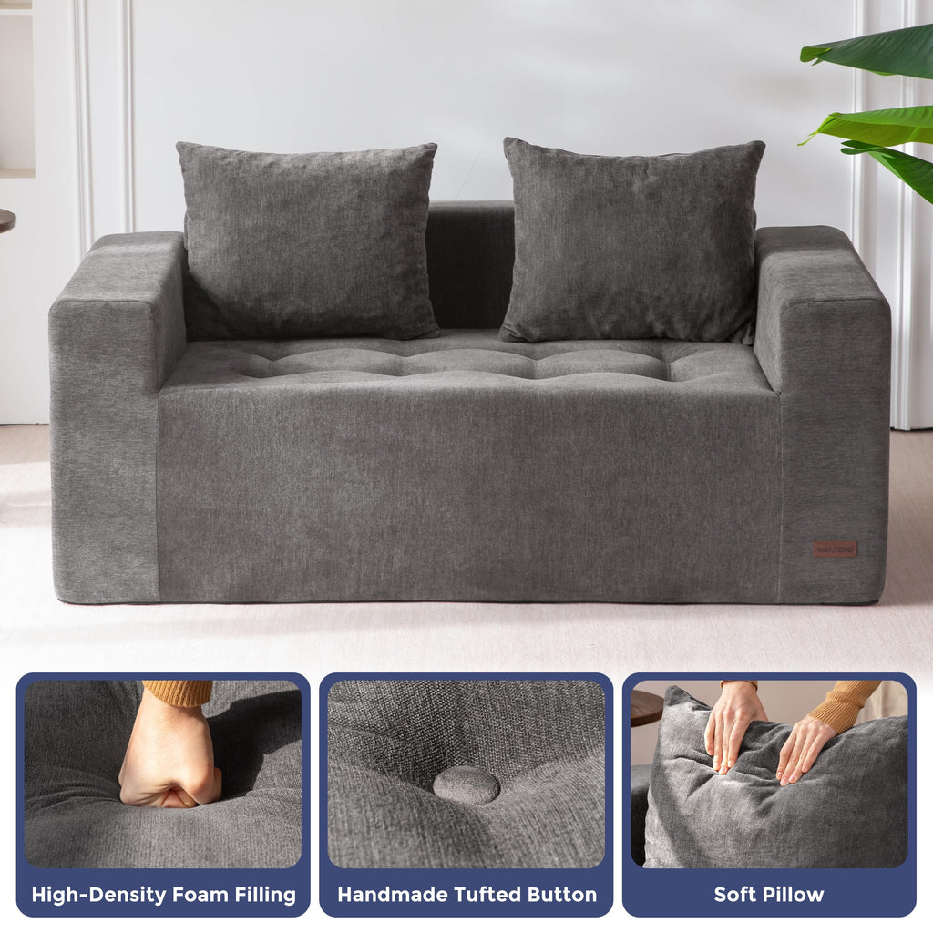 Light Grey Chenille Modular Sofa Couch O96927