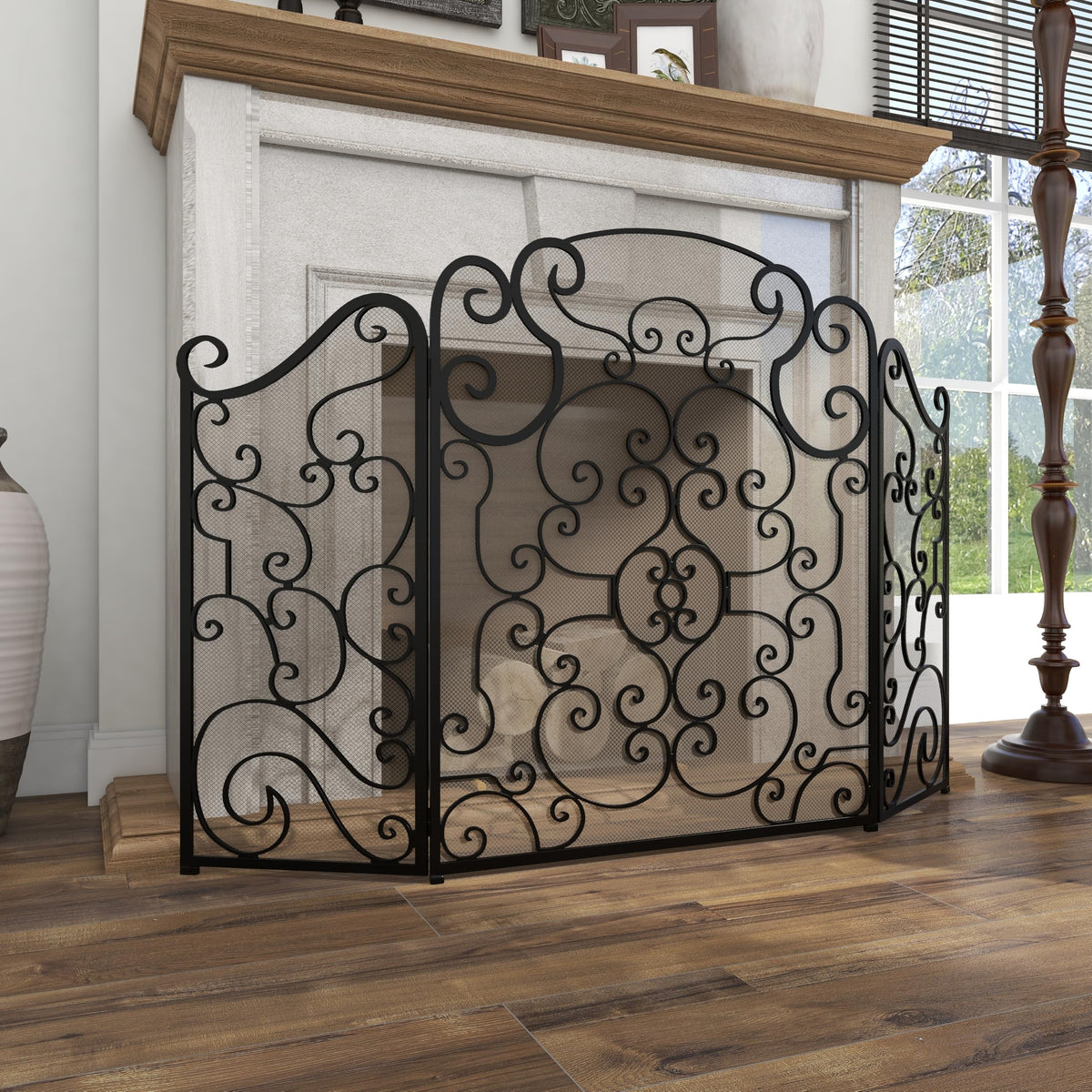 Metal 3 Panel Fireplace Screen Q17495